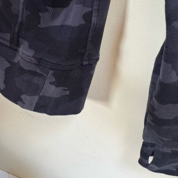 Lululemon Scuba Hoodie Light Cotton Fleece Jacket Pockets Zip Camo Deep Coal 10 - Picture 11 of 16